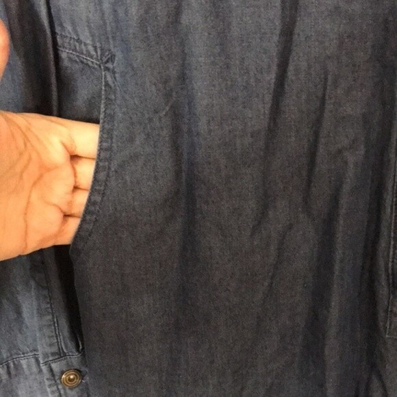 K/lab patched long sleeve button down denim romper size large - Picture 9 of 14